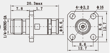 K2.92 Female 4-hole Flange Stainless Steel RF Coax Connector for MF30/MF30A/TLL40-1130A Cable