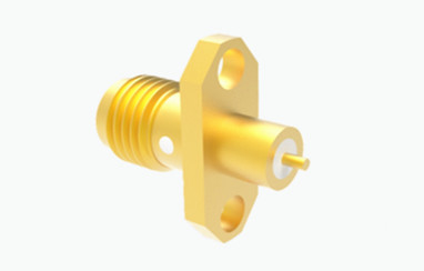 SMA Female 2-hole Flange Brass RF Coaxial Connector untuk aplikasi aerospace