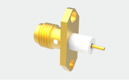 SMA Female 2-hole Flange Brass RF Coaxial Connector untuk Aplikasi Aerosapce