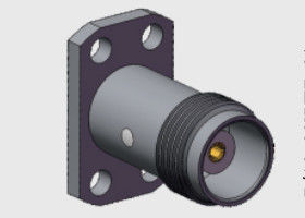 Konektor Jack TNC Female 50 Ohm Kelas Komersial, Dudukan Flange 4 Lubang