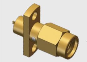 18GHz 2 Hole Flange Mount Copper Alloy Gold Plating SSMA RF Connector Plug Male dengan Metal Surface Convex & Screw Sleeve/Barrel untuk Telekomunikasi