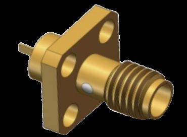 SSMA Female RF Coaxial Connector 4 Hole Flange Mount dengan Microstirp Flat 18GHz 50Ω