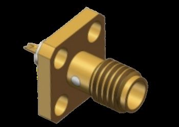 Konektor Koaksial RF SSMA Female Lurus 4 Lubang Flange Mount Microstrip dengan Solder Cup