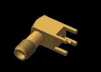 Sudut Kanan SSMA / Mini SMA Wanita / Jack RF Coax Connector 4 Leg Through Hole Solder PCB Hingga 18GHz