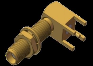 RA Bulkhead SSMA / Mini SMA Wanita / Jack RF Coax Connector 4 Leg Through Hole Solder PCB Hingga 18GHz