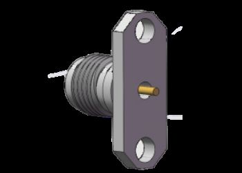 Jack 2.92mm 40GHz 2 Lubang Flange Mount Dengan Kontak Bulat SS RF Coax Microstrip Connector