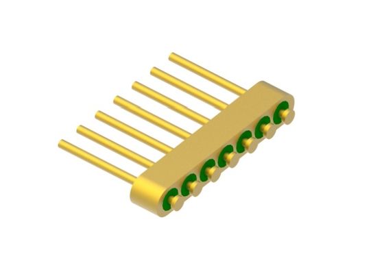 7-Pin Nail Head Glass To Metal Hermetic Seal Header Dengan Permukaan Pengikatan Kawat Emas MC-630-JH