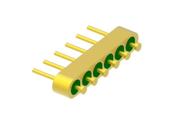 6-Pin Nail Head Glass To Metal Hermetic Seal Header Dengan Permukaan Pengikatan Kawat Emas MC-1133-JH