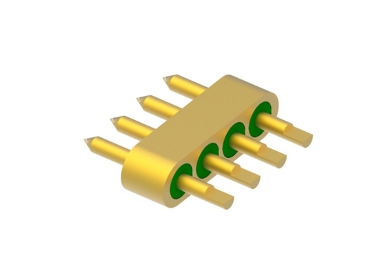 Header Segel Hermetik Kaca ke Logam Chamfer 4-Pin Dengan Permukaan Ikatan Kawat Emas MC-2061T-JH