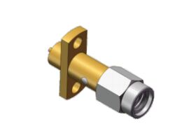 Sekrup 10-36UNS-2 SSMA RF flange mount RF coaxial connector gold plating housing yang dirancang untuk sistem komunikasi