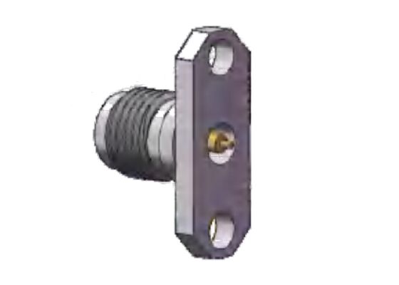 SS Shell 40GHz K Tipe 2.92mm Konektor RF Jack Betina 2 Lubang Flange Mount Pin Diameter 0.3mm, 0.4mm, 0.5mm, 0.7mm, 0.8mm, Jarak Lubang Flange 12.2mm