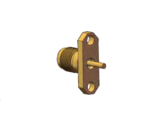 Kuningan 40 GHz 2.92mm Konektor RF Tipe K Jack Flange Jarak Lubang 12.2mm dan Diameter Pin 1.3mm