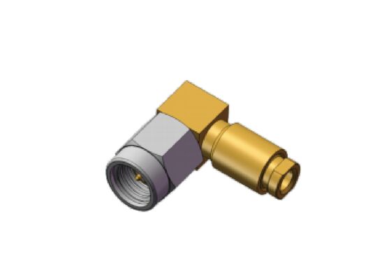 50Ω 18GHz Mini SMA Male Right Angle SSMA RF Coaxial Connector dengan Konduktor Plating Emas