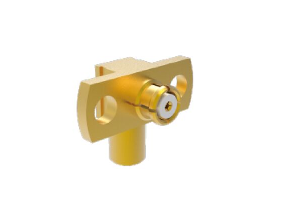 50Ω 18GHz SMP Perempuan SMP Jack Sudut Kanan 2 Lubang Flange Aerospace Konektor RF Kawin untuk Kabel .086