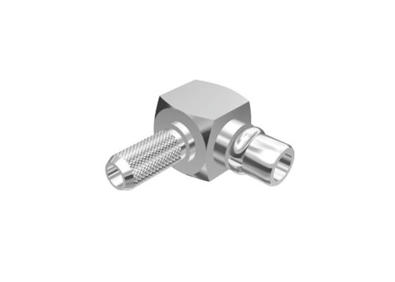 Male Right Angle MMCX RF Connector Copper Alloy Nickel Plating untuk Kabel RG316