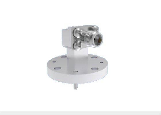 WR22 BJ400 Pandu Gelombang Sudut Kanan Ke Adaptor Koaksial 2.4Mm 4 Lubang Dudukan Flange Bulat 23.9GHz-50.1GHz Komponen Ka Band Aerospace Waveguide