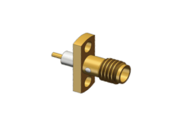Konektor Coax RF Jack SMA Mini Campuran Tembaga Dudukan Flange 2 Lubang Hingga 18GHz