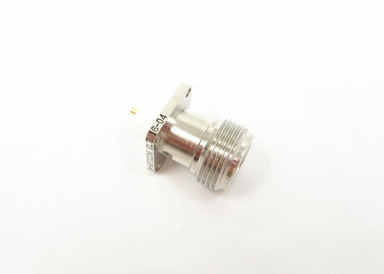 Coaxial Female N Type RF Connector Nikel Disepuh 4 Lubang Flange Mount