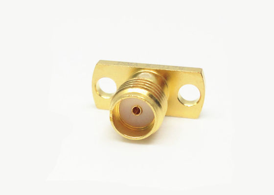 Konektor Koaksial RF Flange Mount SMA Wanita 2 Lubang