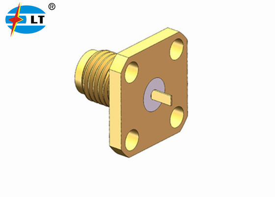 18GHz SMA RF Female Connector 4 Lubang Flange Mount Konektor SMA Coax