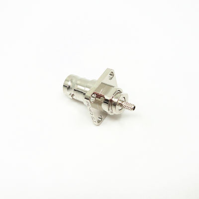 50Ohm 4 Lubang Listrik Bayonet Konektor Flange BNC Berlapis Nikel